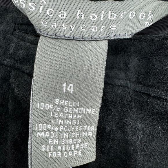 Jessica Holbrook Suede‎ High Waist Straight Leg Pants  Black NWT Size 14 - Picture 3 of 8